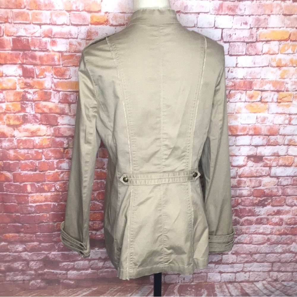 White house Black Market Khaki Tan  Twill Military Style Jacket - Picture 7 of 12